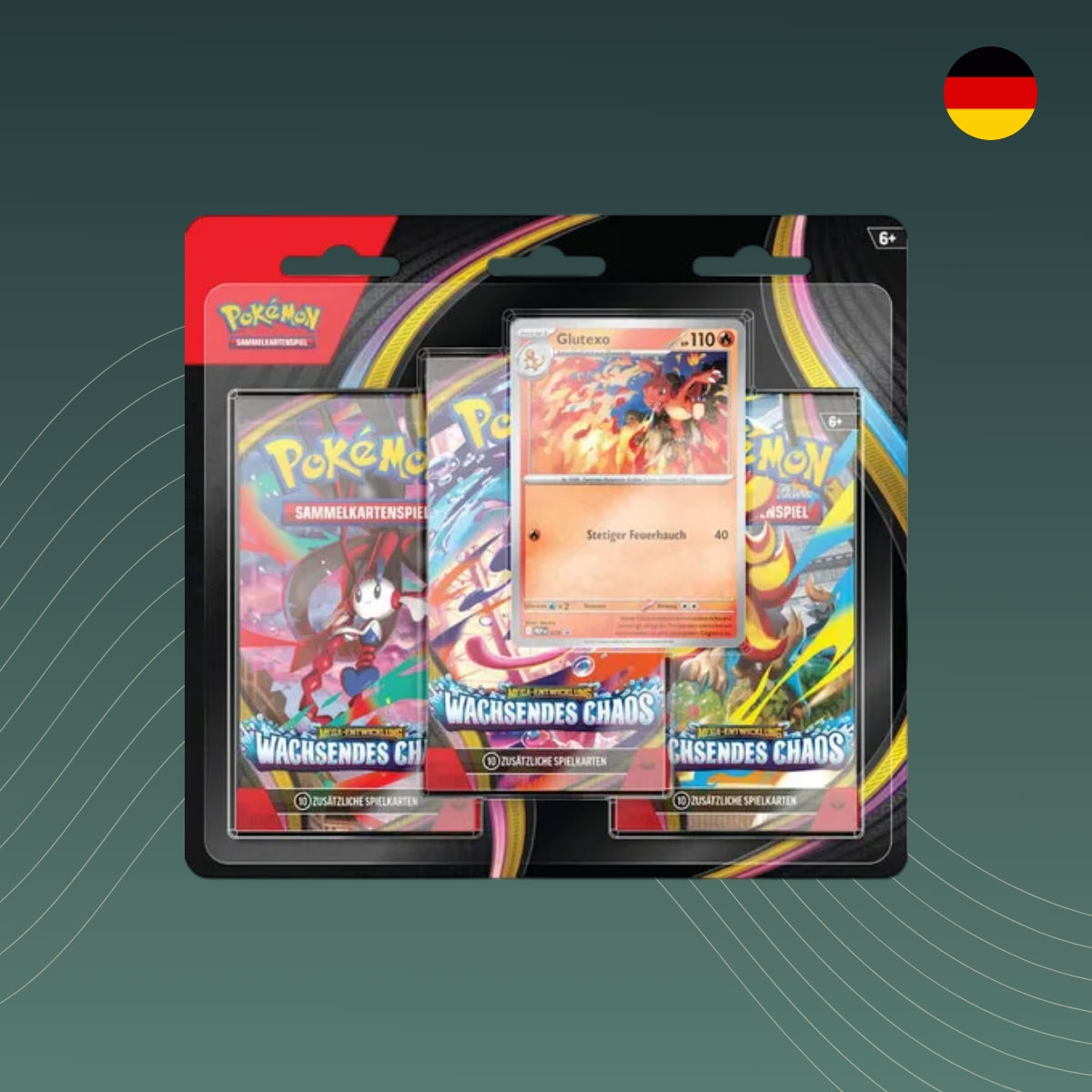 Pokémon - Wachsendes Chaos - 3er-Pack Blister - Glutexo - Deutsch