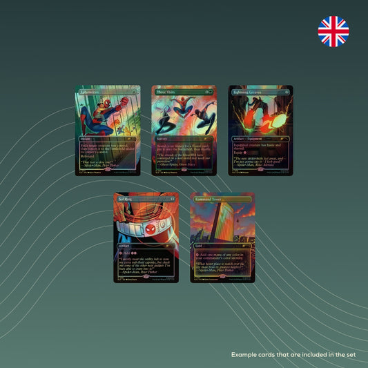 Secret Lair Drop Series Secret Lair x Marvel’s Spider-man Heroic Deeds_FOIL_mtg_EN_example_cards