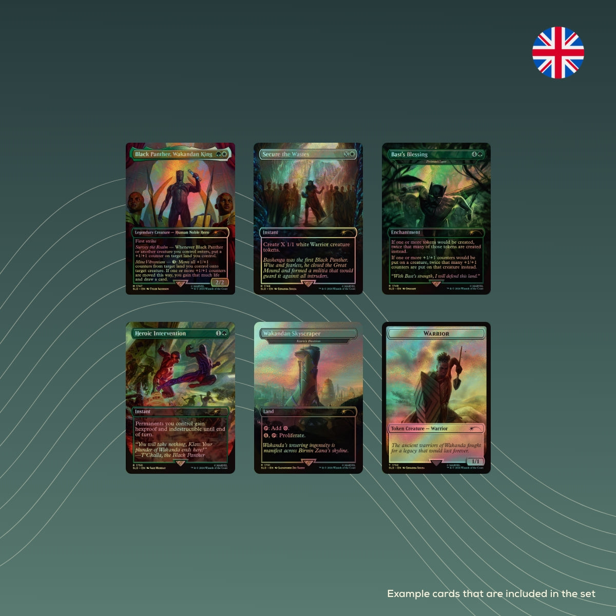 Secret Lair x Marvel Black Panther_sealed_EN_foil_example_cards