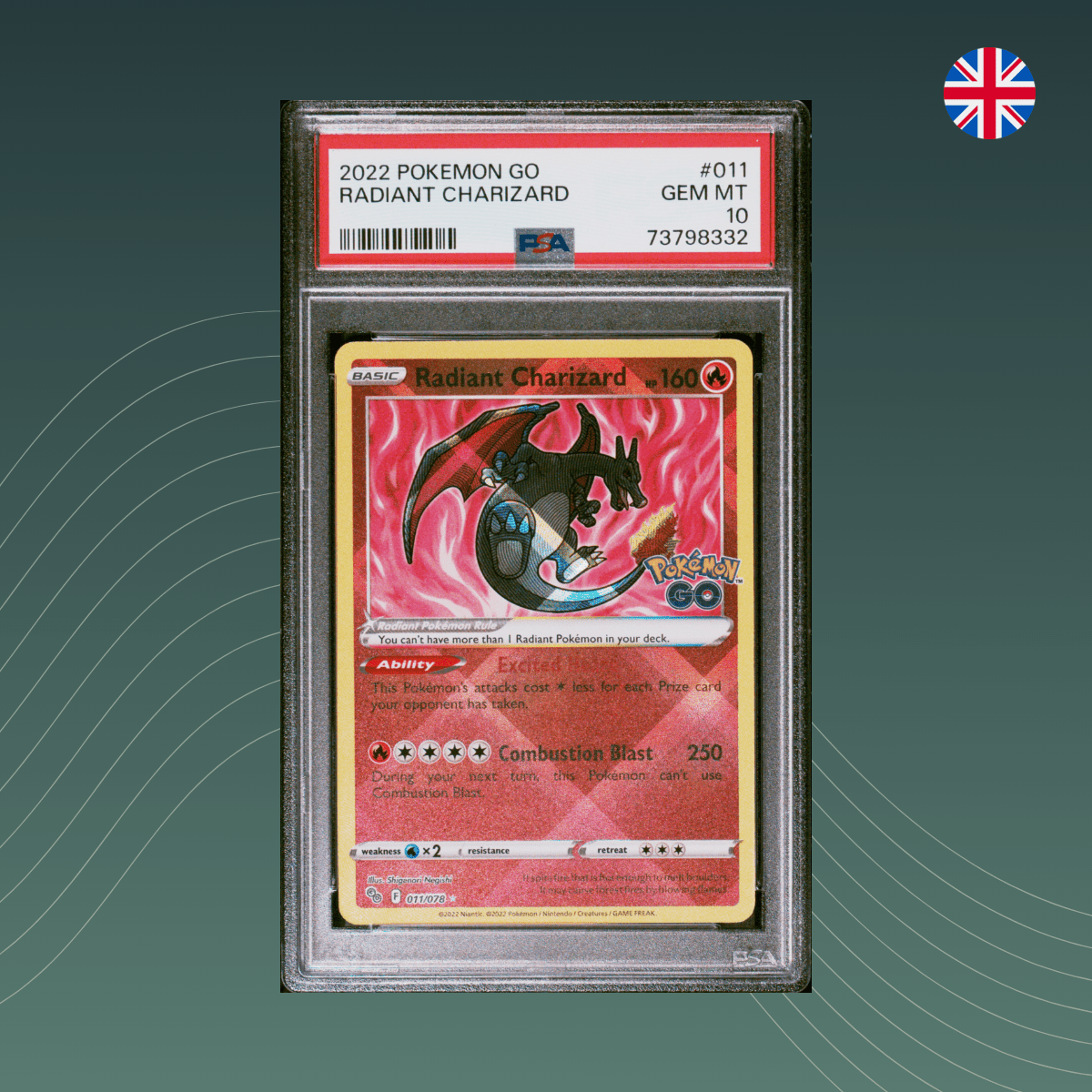 Radiant Charizard Pokémon Go 2022 PSA 10 GEM MINT Englisch - spectraltrading