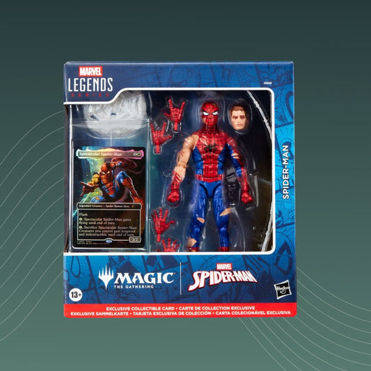 Hasbro Marvel Legends Series Magic: The Gathering Spider-Man mit Kampfspuren, Action-Figur Plus Exklusive Foil Sammelkarte