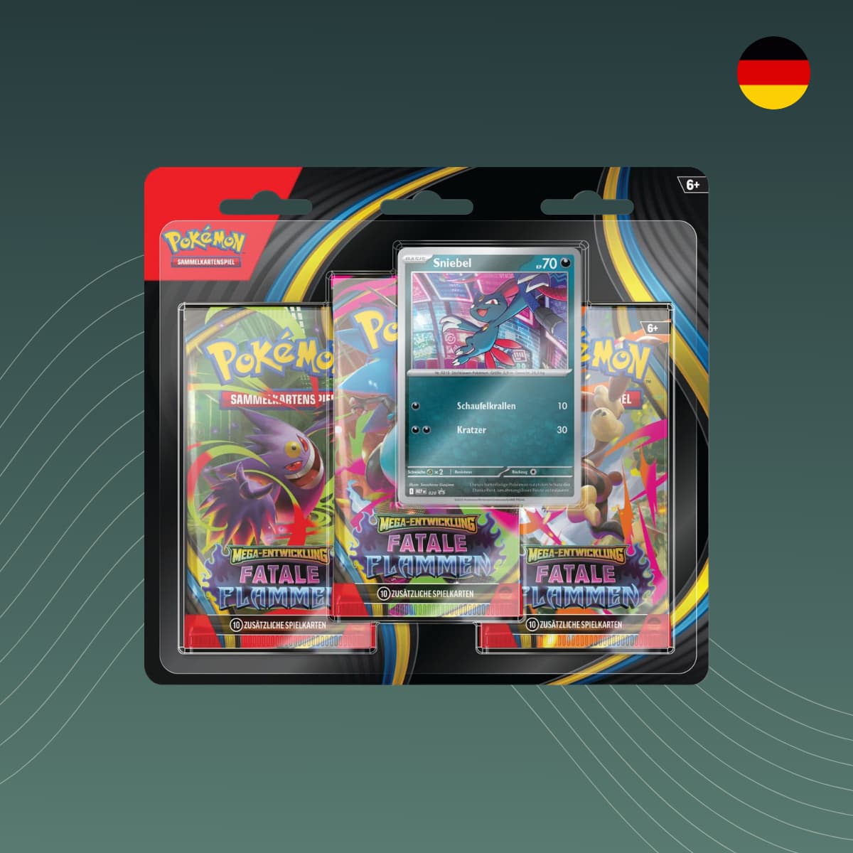 Pokémon Fatale Flammen 3er-Pack Blister Sniebel Deutsch