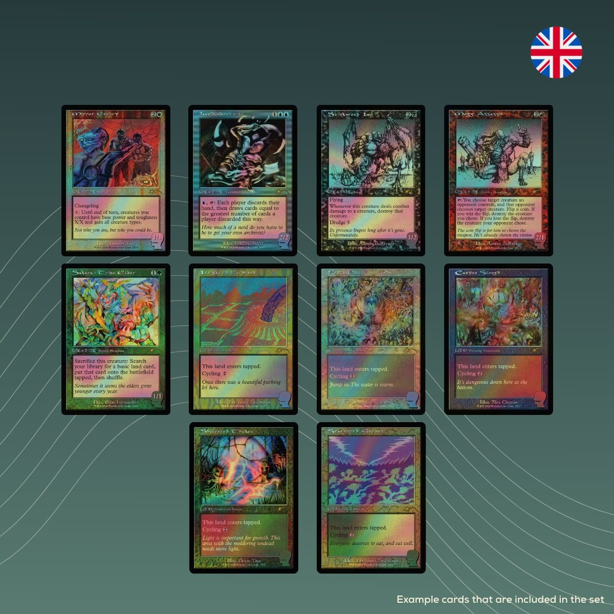 Magic: The Gathering Secret Lair Drop Series: Chaos Vault: Secret Lair x Brain Dead: New Earth Mentality - Traditional Foil Edition example cards