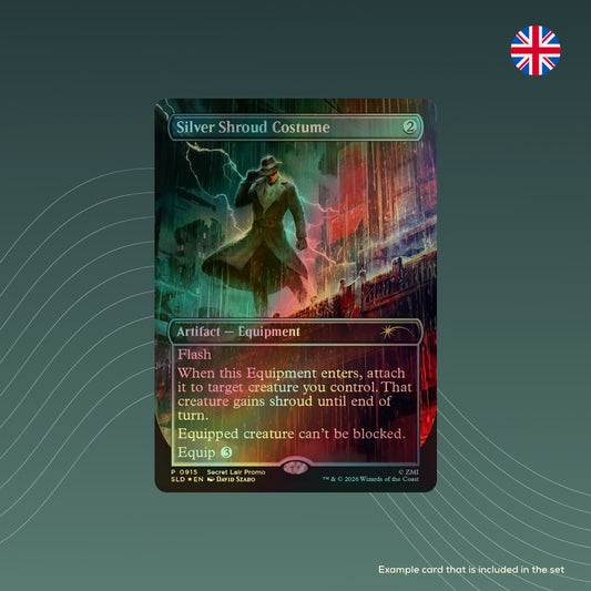 Magic: The Gathering Secret Lair Drop Series: Secret Lair X Fallout: Promo: Silver Shroud Costume - Foil Edition_example card
