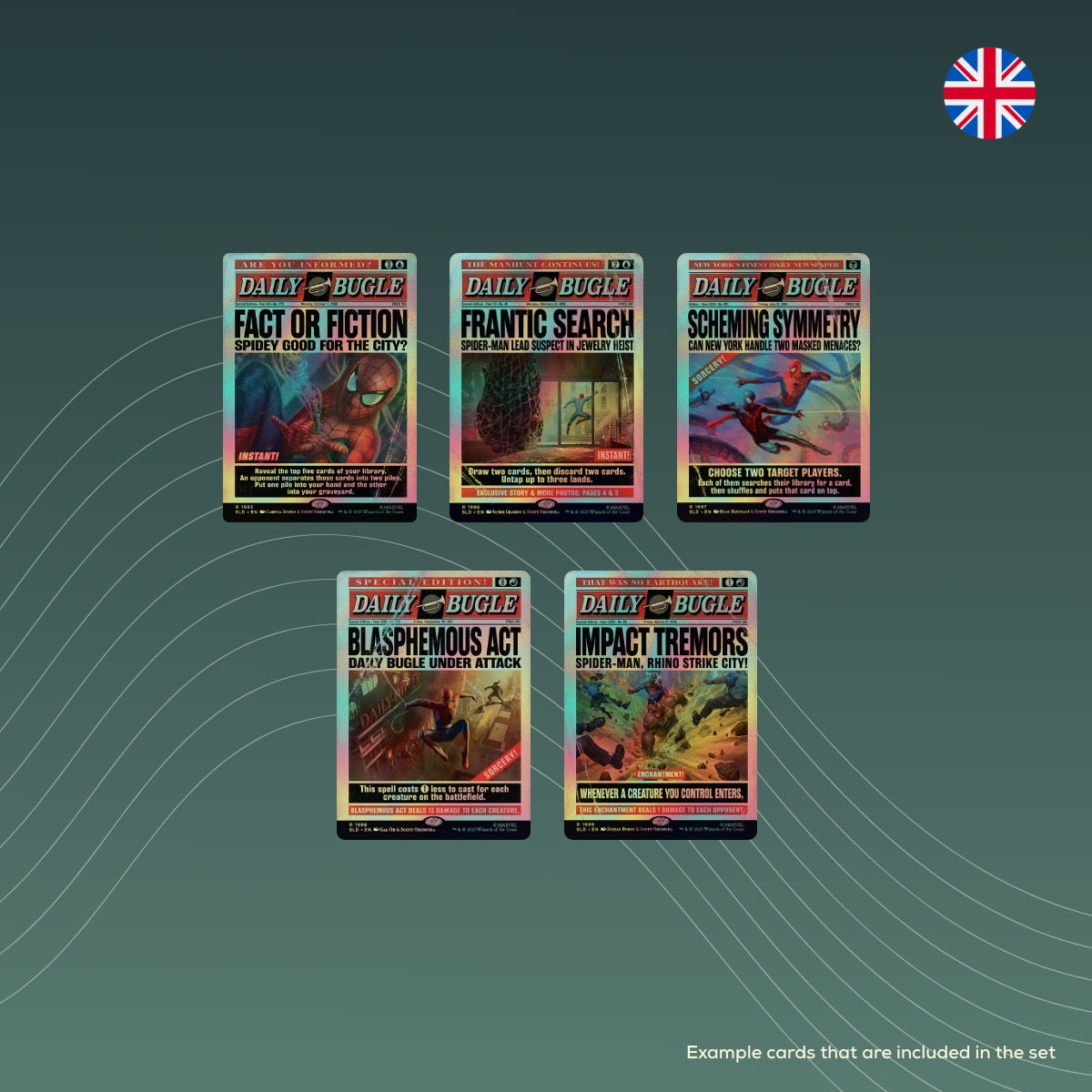 Secret Lair Drop Series Secret Lair x Marvel’s Spider-man Daily Bugle Breaking News_FOIL_mtg_EN_example_cards