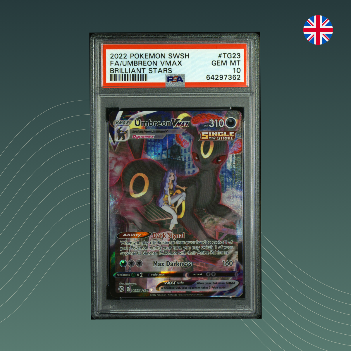 Umbreon VMAX (BRS TG23) - Brillant Stars - Pokémon 2022 - PSA 10 GEM MINT - Englisch front
