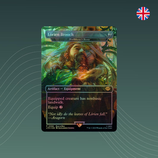 MTG - Lórien Brooch / Trailblazer's Boots - Lord of the Rings - Showcase - Promo - Foil - Englisch - spectraltrading